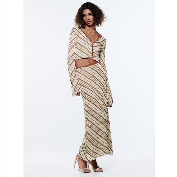 ZARA SET STRIPED KNIT TOP + SKIRT - Picture 11 of 12